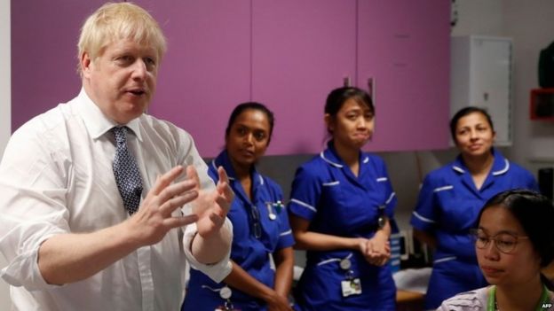 Boris Johnson during a visit to Addenbroke's Hospital