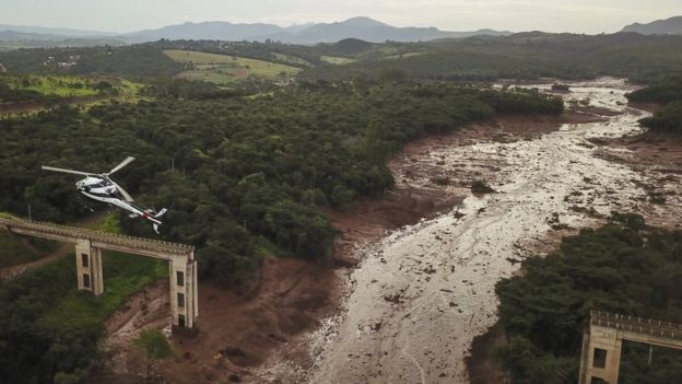 Região de Brumadinho atingida pelo rompimento de barragem da Vale