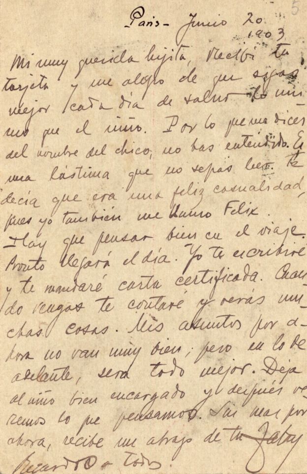 Carta de Rubén Darío a Francisca Sánchez