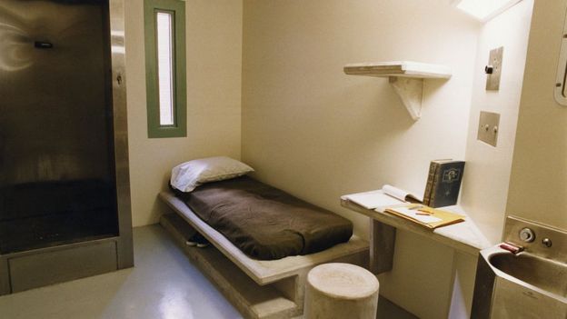 The interior of a cell in the Supermax prison in Florence, Colorado