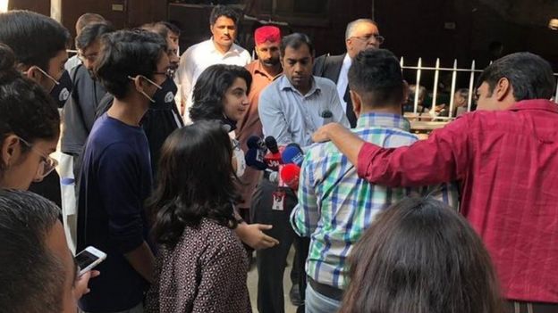 Leila Alam outside the court in Lahore