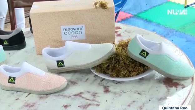 shoe made from recycled plastic waste from beaches