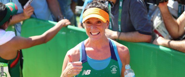 Breege Connolly looks thrilled after completing the women's Olympic marathon in Rio