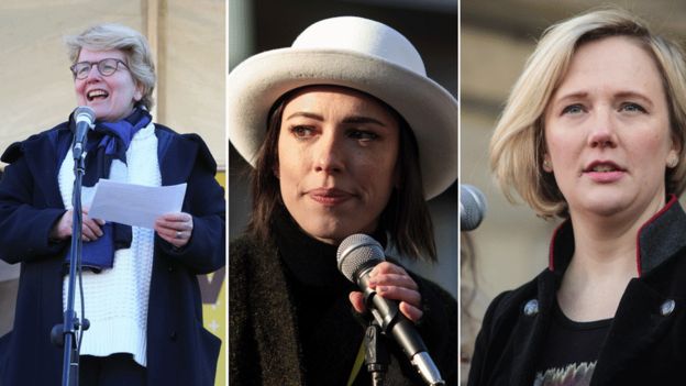 TV presenter and co-founder of the Women's Equality Party Sandi Toksvig, actress Rebecca Hall and Labour MP Stella Creasy