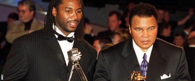 Lennox Lewis (left), with Sports Personality of the Century, Muhammad Ali