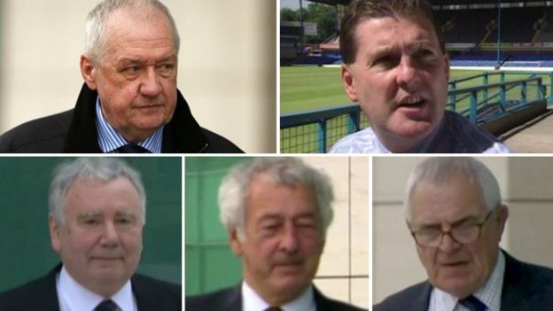 (Left to right, top to bottom) David Duckenfield, Graham Mackrell, Peter Metcalf, Alan Foster and Donald Denton