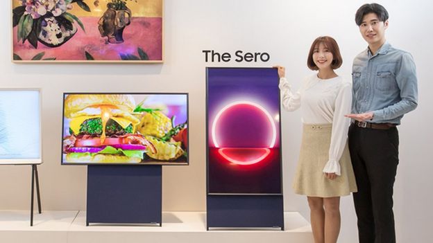 A man and a woman show the Sero TV
