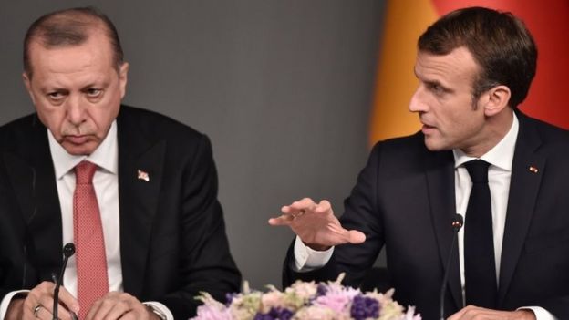 Turkish President Recep Tayyip Erdogan (left) and French President Emmanuel Macron Photo: October 2018