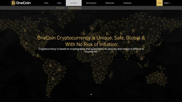 Une page sur le site web OneCoin