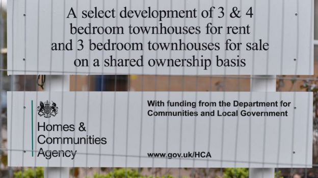 A sign promoting shared ownership homes