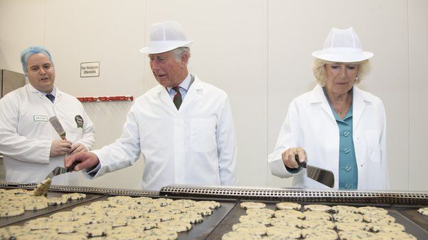 The Prince of Wales and Duchess of Cornwall at a bakery