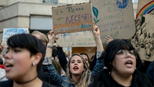 Protestas en Santiago de Chile contra los incendios en el Amazonas.