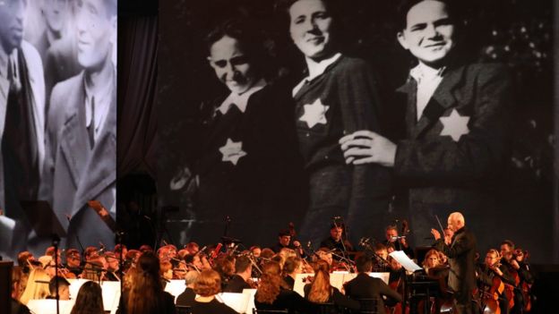 Orchestra plays music at the Fifth World Holocaust Forum in Jerusalem (23 January 2020)