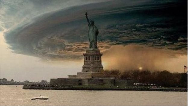 Imagem alterada de nuvens sobre Nova York