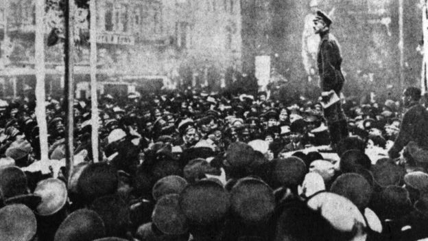 Protesta en Petrogrado, 1917.