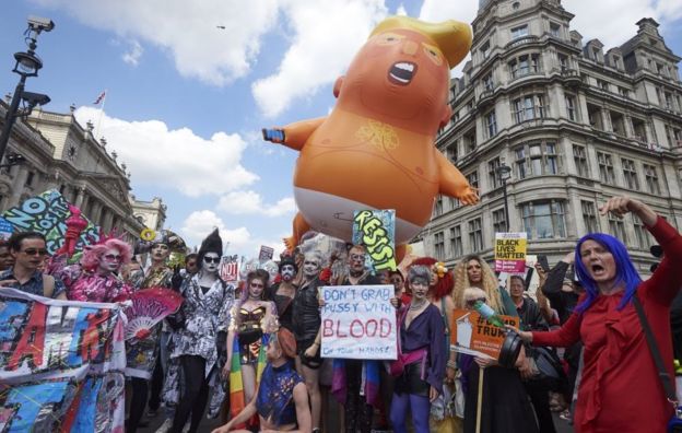 A giant balloon depicting US President Donald Trump as an orange baby joins drag queens and protesters on a large rally on July 13th, 2018