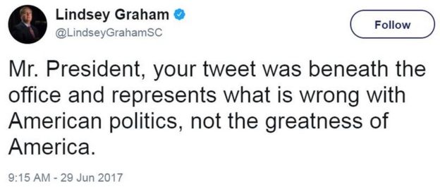 Senator Lindsey Graham tweets: 