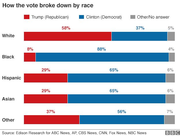 Chart showing breakdown of voting by race