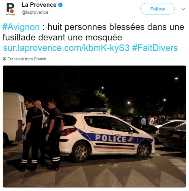 A tweet posted by La Provence newspaper reads: