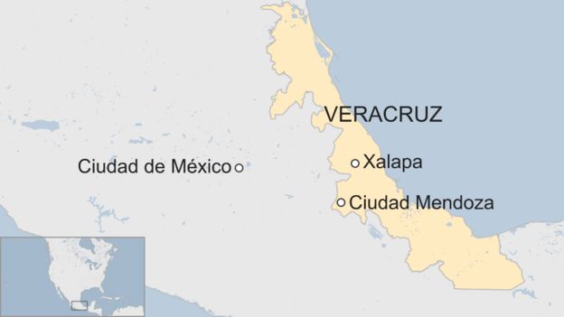 Ciudad Mendoza en un mapa de México