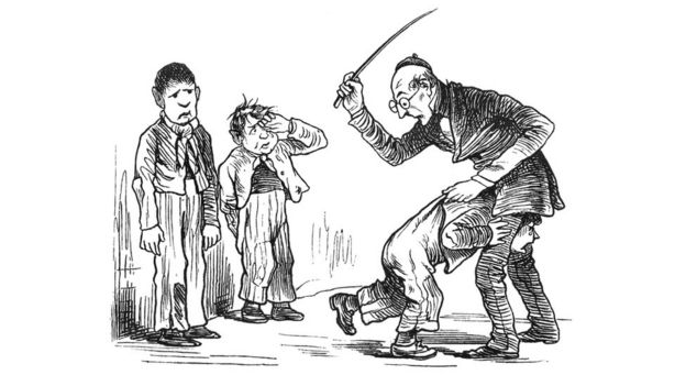 ilustra&ccedil;&atilde;o professor bate nas n&aacute;degas de um aluno