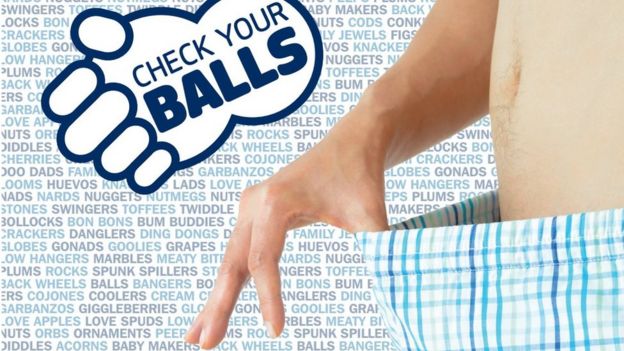 Poster encouraging men to check their testicles