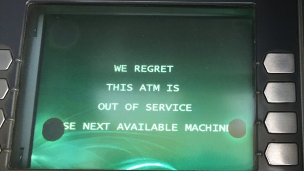 An out of service ATM