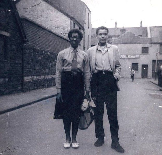 Neil on Peel Street with Betty Campbell MBE (then Johnson) who would become Wales' first head teacher