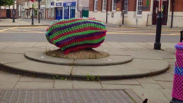 Crocheted artwork in Royston