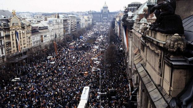 Manifestación en Checoslovaquia en 1989.