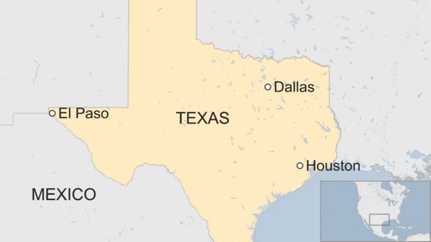A map shows El Paso in relation to Texas and Mexico