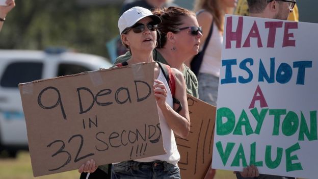 Protesters in Dayton, 7 August