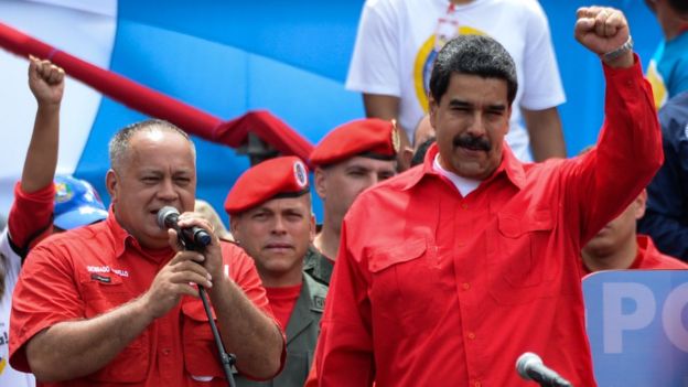 Diosdado Cabello y Nicolás Maduro