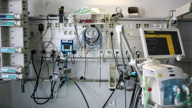 আইসিইউতে করোনাভাইরাসের রোগীর বেড।