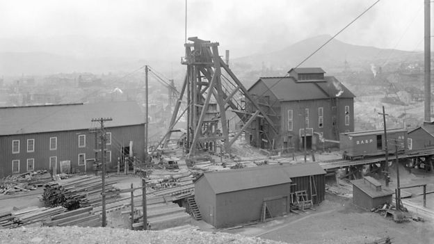 Una mina de la Anaconda Copper Company en Montana