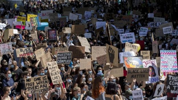 A huge protest was held in Madrid on Sunday