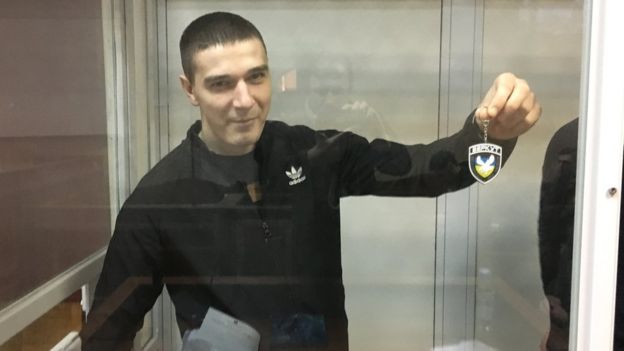 Бывший боец "Беркута" Сергей Зинченко в зале суда 19 декабря 2019 года