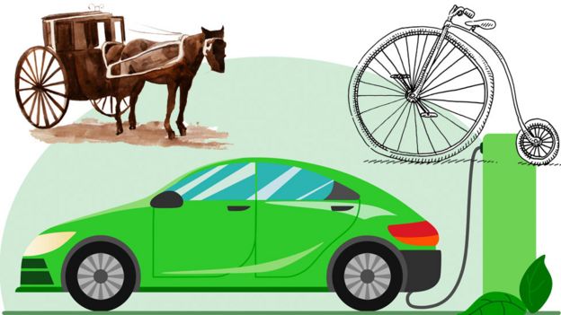 Carro verde, bicicleta e carroça velha