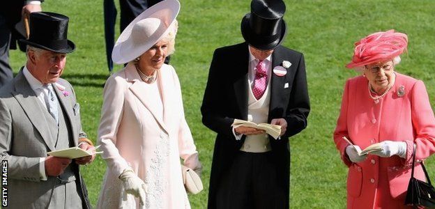 Prince Charles and the Duchess of Cornwall with the Queen at Royal Ascot on Friday
