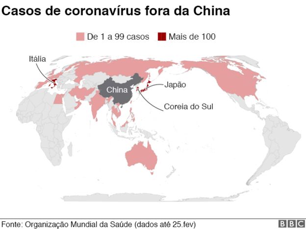 mapa global do coronavírus