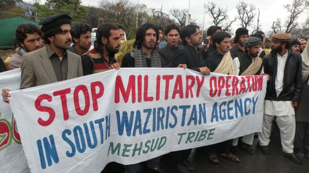 South Waziristan residents hold a protest in 2013