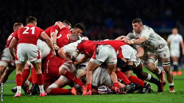 Wales and England scrum
