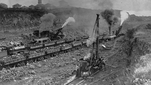 Construcción del Canal de Panamá en 1907.