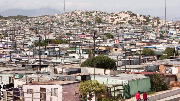 The Khayelitsha township is overlooked by the iconic Table Mountain