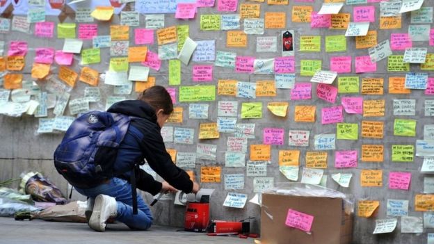 Peace wall at London Bridge