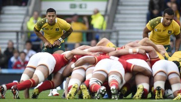 Wales have a scrum