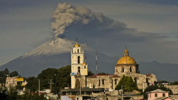 El Popocatépetl visto desde Puebla