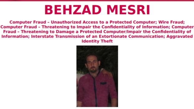 Perfil de Behzad Mesri en los más buscados del FBI (Foto: FBI)