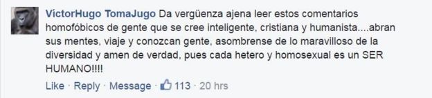 Comentario en Facebook