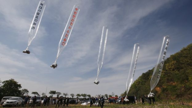 韩国已经呼吁社运人士停止用汽球向朝鲜发放批评朝鲜政权的单张。